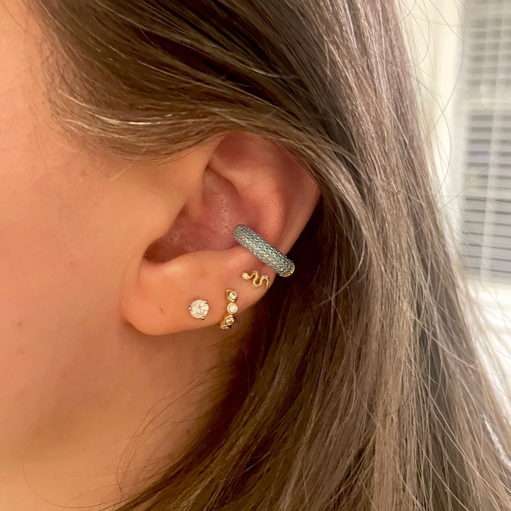 Melinda Maria Bold turquoise and gold ear cuff